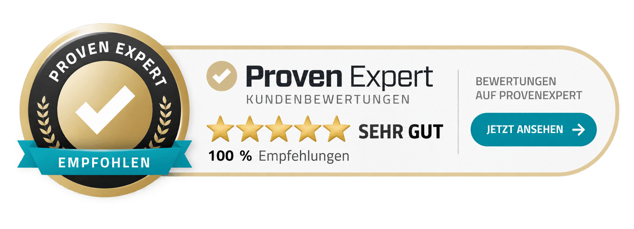 ProvenExpert Kundenbewertungen: 5,00 von 5, Sehr gut, 100% Empfehlungen